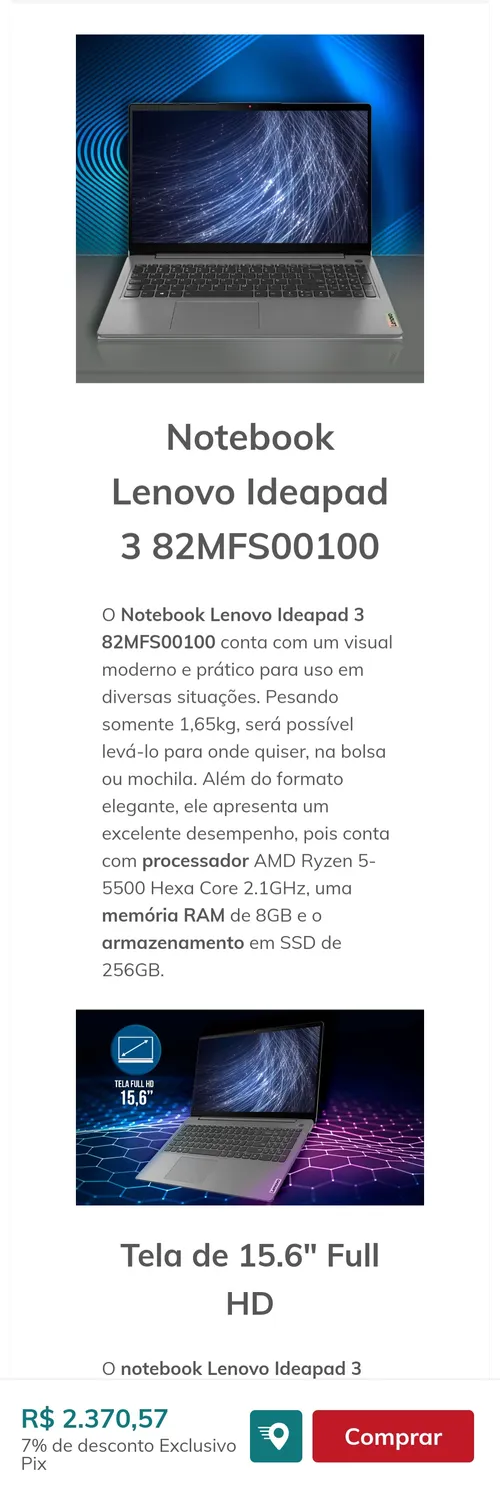 Imagem na descrição da promoção