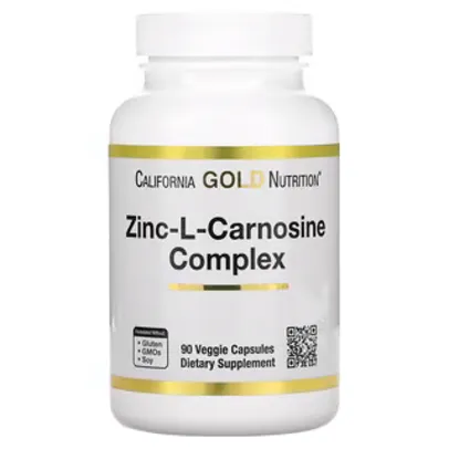 California Gold Nutrition, Complexo Zinco-L-carnosina, 120 Cápsulas Vegetais
