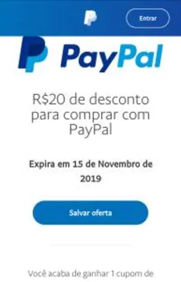 R$ 20 Off com PayPal para pagamentos à vista.