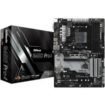 Placa-Mãe ASRock B450 Pro4, AMD AM4, ATX, DDR4 - R$549