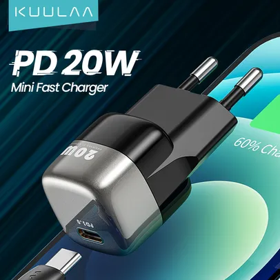 Carregador Kuulaa Super SI USB C 20W para Iphone - Internacional