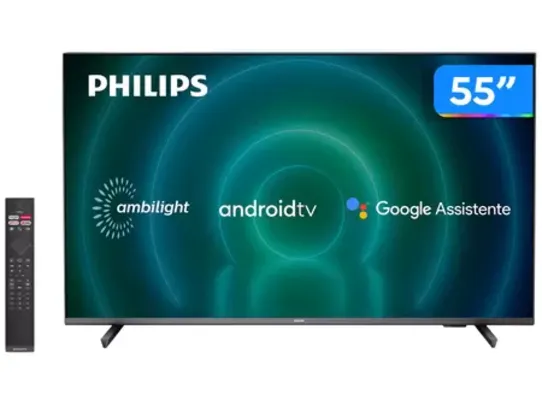 Smart tv Philips 55” 4K 55PUG7906/78 com ambilight android tv dolby vision/atmos