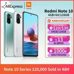 Smartphone Xiaomi Redmi Note 10 4GB 64GB Global | R$598