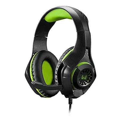 Headset Gamer Warrior Rama P3+USB Stereo com Adaptador P2 LED Verde – PH299