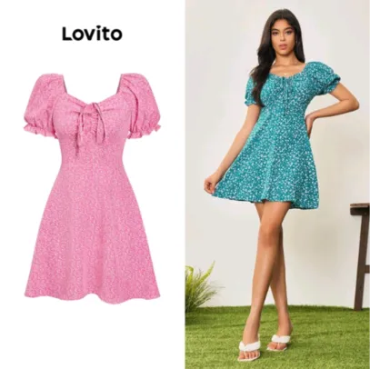 Lovito Casual Vestido Feminino Floral com Zíper