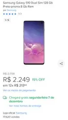 Samsung Galaxy S10 Dual Sim 128 Gb Preto-prisma 8 Gb Ram | R$ 2099