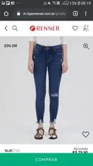 Calça Jeans Skinny com Puídos Azul | R$50