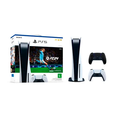 Console Sony PlayStation 5 + Jogo EA Sports FC 24 + Controle Sony DualSense PS5, Sem Fio, Midnight Black