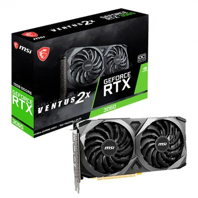 Placa de Vídeo MSI GeForce RTX 3060 Ventus 2X 12G OC, 12GB GDDR6, 15 Gbps, Ray Tracing