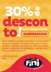 30% DE DESCONTO NO SITE FINI