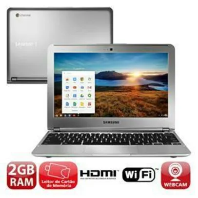 Notebook Samsung Chromebook 303C12-AD1 com Samsung Exynos 5, 2GB, 16GB eMMC, Leitor de Cartões, HDMI, Wireless, Webcam - R$499,00