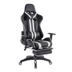 Cadeira de Escritório Presidente Reclinável Gamer Preta e Branca | R$629