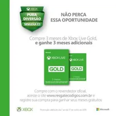 Compre 3 meses de Live Gold e Ganhe mais 3 Meses adicionais