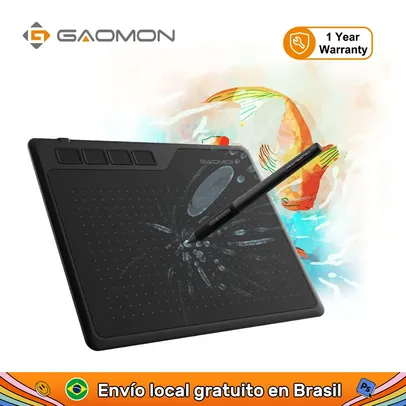 [BR | Moedas] Mesa Digitalizadora com Caneta Gaomon S620, Tablet para Arte Digital, Escrita e Desenhos, Jogo OSU, 6,5" x 4", 8192 Níveis 