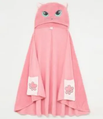 Roupao/Cobertor Infantil em Fleece com Capuz de Gatinha R$70
