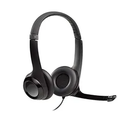 Headset com fio USB Logitech H390 com Almofadas em Couro, Controles de Áudio Integrado e Microfone com Redução de Ruído