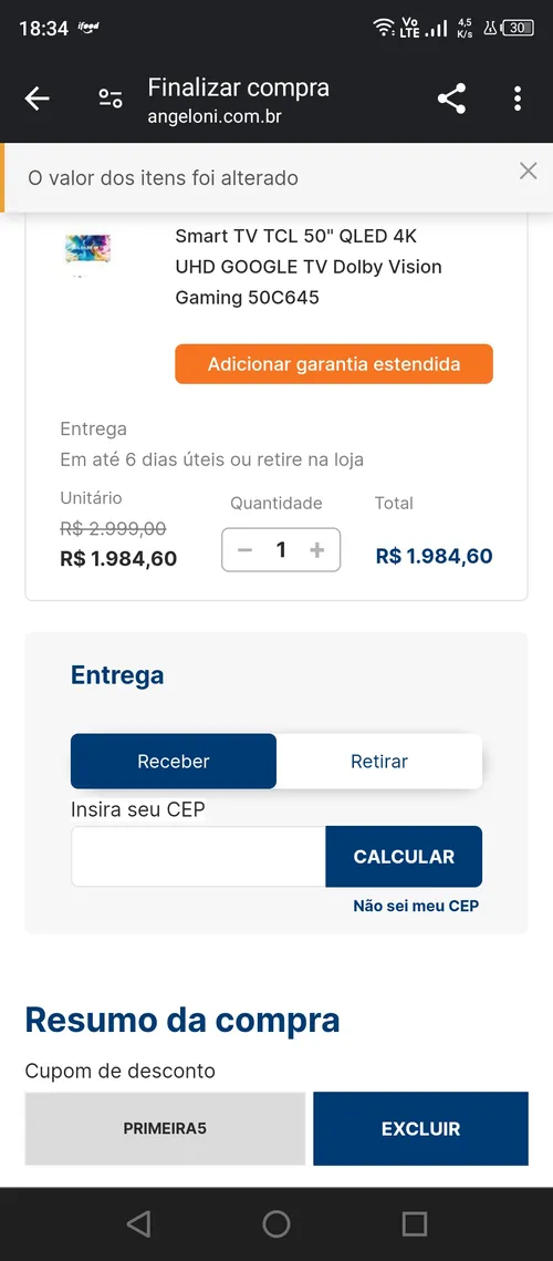 Imagem na descrição da promoção