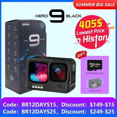 Gopro Hero9 Black + Micro SD 64GB + Pelicula | R$1.985