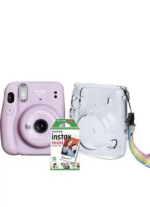 Kit Câmera Instantânea Instax Mini 11 Lilás c/ Bolsa e Fuji Film | R$342