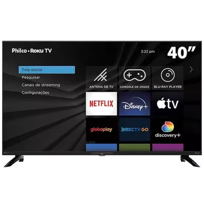 Smart TV LED 40" FHD Philco PTV40G7PR2CSBLF Roku TV, Google Assistente, Dolby Audio, Midiacast, Processador Quad-core