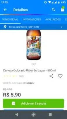 Cerveja Colorado Ribeirão Lager 600 mL | R$ 6