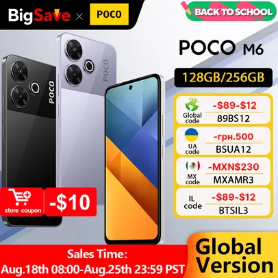 POCO M6 Smartphone Pro, Versão Global, Helio G91 Ultra, 108MP, Carregamento Rápido de 33W, Bateria 5030mAh