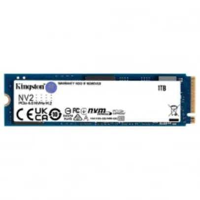 SSD Kingston NV2, 1TB, M.2 NVMe, 2280, Leitura 3500MBs e Gravação 2100MBs, SNV2S/1000G