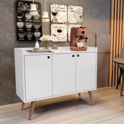 Aparador Buffet Retrô 3 Portas Wood - Off White - Rpm Móveis | R$ 180