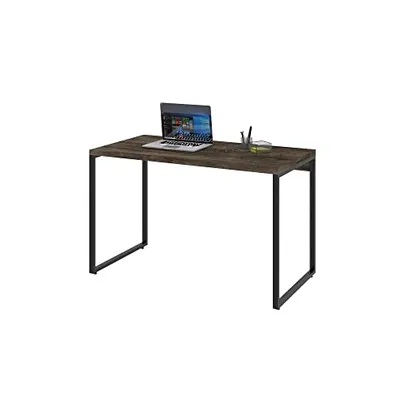 Mesa para Escritório Office Estilo Industrial 1,20m, Compace, Kuadra, Carvalho Dark/Est.Preta