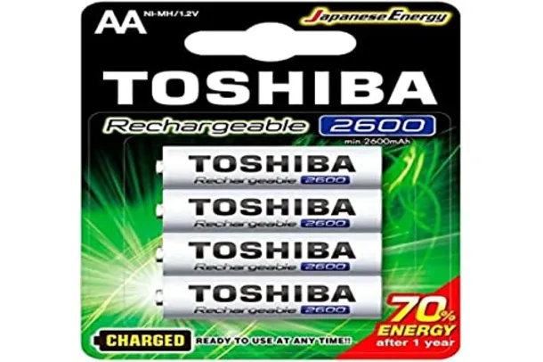 Pilha Recarregável AA 1,2V 2600mAh TNH6GAE TOSHIBA (Cartela 4 unid.)