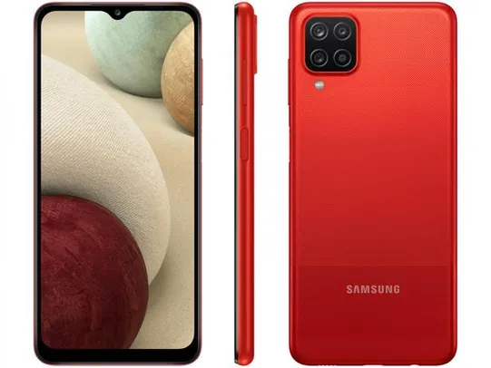 Smartphone Samsung Galaxy A12 64GB Vermelho 4G - Octa-Core 4GB RAM 6,5” Câm. Quádrupla + Selfie 8MP