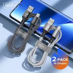 [2 uni] Cabo USB-C Qoovi de Carregamento Rápido, 3A, 1m, Quick Charge 3.0