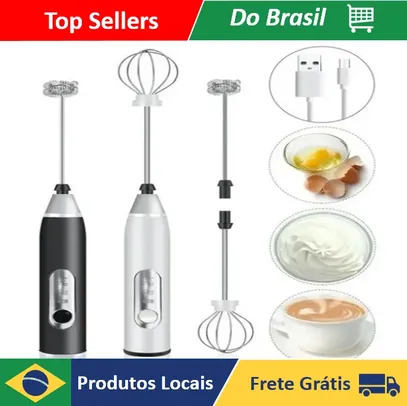 [DoBrasil/Moedas] Mixer Recarregavel 2 em 1 Eletrico Misturador Batedor Ovo Leite Cafe