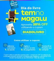 20% OFF em Livros na MagaLu