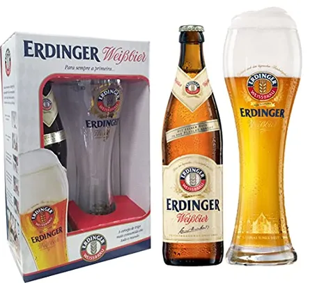 Kit Cerveja Erdinger Garrafa - 1 Erdinger Weissbier 500ml + 1 Copo Erdinger 500ml