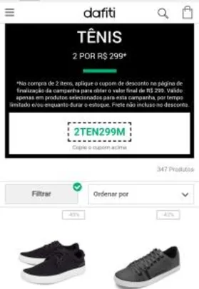 2 tênis por 299