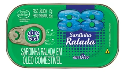 Sardinha Ralada em Óleo 88 Lata 80g