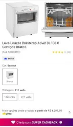 [Ame + BF R$940] Lava-louças Brastemp Ative BLF08 - R$1299