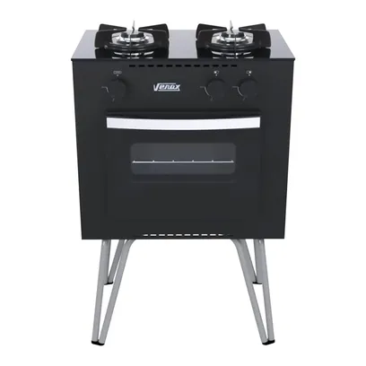 Foto do produto Fogão 2 Bocas Mini Cook Preto Fosco Gás Glp Venax