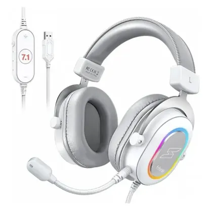 Headset Gamer Fifine SuperFrame Edition SFH6, 7.1 Surround, Drivers de 50mm, RGB, USB, White