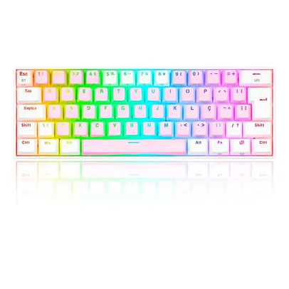 Teclado Mecânico Gamer Redragon Draconic Pro, RGB, Switch Brown, USB, Bluetooth, ABNT2, Rosa e Branco