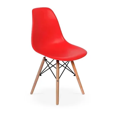 Cadeira Charles Eames Eiffel Dkr Wood - Design - Vermelha