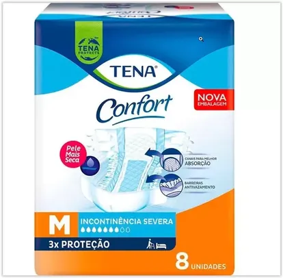 Fralda Geriátrica Tena Confort Tamanho M - 8 Unidades