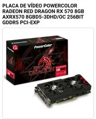 PLACA DE VÍDEO POWERCOLOR RADEON RED DRAGON RX 570 8GB AXRX570 8GBD5-3DHD/OC 256BIT GDDR5 PCI-EXP | R$999