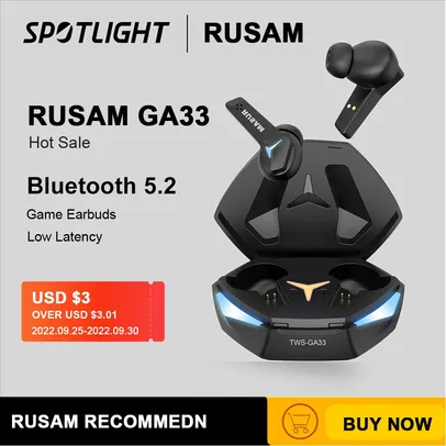 Fone de Ouvido Rusam ga33 gamer bluetooth tws