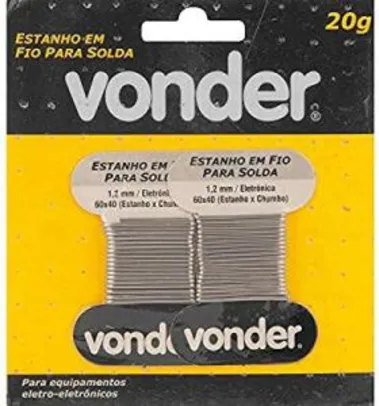 [ Prime ] Estanho em Fio, 1.2 mm, 60 x 40, com 20 G, Vonder Vdo2340 Vonder, Yellow | R$15