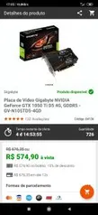 Placa de Vídeo Gigabyte NVIDIA GeForce GTX 1050 Ti D5 4G, GDDR5 - GV-N105TD5-4GD