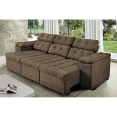 Sofa Itália 2,25 Mts Retrátil e Reclinavel Tecido Suede Café | R$968