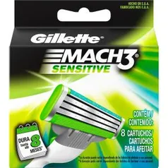 Carga para Aparelho de Barbear Gillette Mach3 Sensitive - 8 Unidades