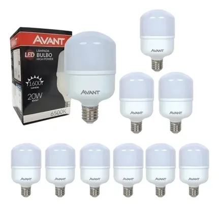 [MELI] Kit 10 Lâmpadas Led 20w Bulbo 6500k Luz Branca Avant Luz Branco-frio